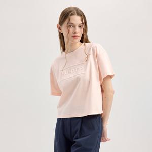 [WOMEN] 클린 코튼 엠보 로고 티셔츠 - 라이트핑크 HCW0001ATZLPK