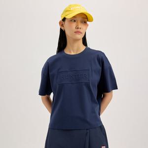 [WOMEN] 클린 코튼 엠보 로고 티셔츠 - 다크네이비 HCW0001ATZDNV