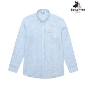 [블랙앤화이트] 남성 봄 긴팔 스트라이프 셔츠 6013GZUL_SKYBLUE
