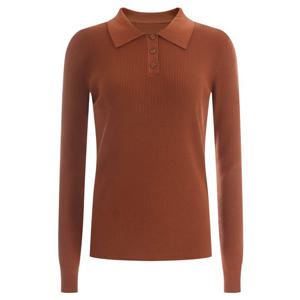 여성 골지 카라넥 간절기 겨울 니트 티셔츠 BOM-WKN-1648-오렌지