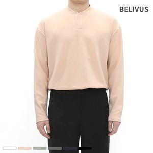 빌리버스 남성 헨리넥 오버핏 티셔츠 솔리드 긴팔티 BTS059