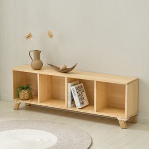 벤티드 소나무 원목 1단 4칸 책장 FIF057