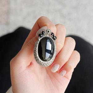 바이데이지 오닉스 라운드 펜던트 원석 실버 롱목걸이 Bn0531