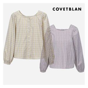 [코벳블랑][COVETBLAN] 볼륨 소매 체크 블라우스(V222MBL101W)