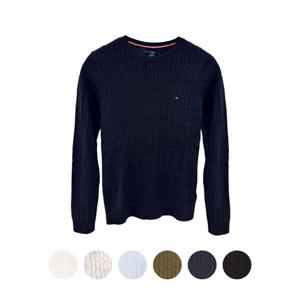 [타미힐피거] 여성 라운드넥 꽈배기 니트 76J4735