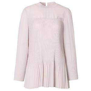 [벨리시앙]반하이넥 솔리드 플리츠 블라우스 BL2313