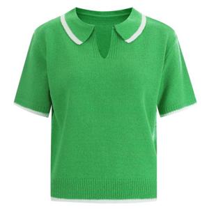 샵앤) 국산 여성 카라슬릿넥 반팔 니트티 BOM-WKN-11862-그린