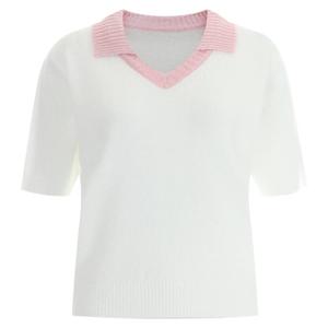 샵앤) 국산 여성 카라 베니 반팔 니트티 BOM-WKN-11863-아이보리