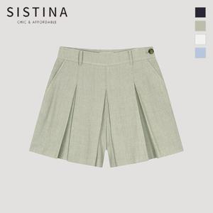 [SISTINA] 인기 린넨 플리츠 숏 퀼로트 팬츠_AWWSPO21740
