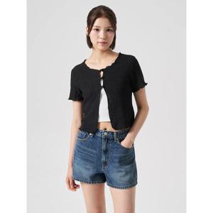 (324742LY95) [에잇세컨즈] 조직감 반소매 카디건  블랙