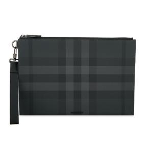 버버리 남성 체크 에딘 차콜 클러치백 8074693
