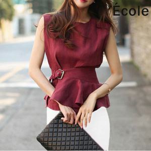 플럼 민소매 블라우스_F35WBB005Z