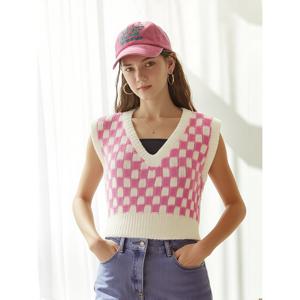 [레코브](레코브) 사각 배색 브이넥 니트 베스트(LK31BYKV905X)