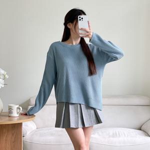 샵앤) 여성 옆트임 언발 골지 니트 티셔츠 21DS-WKN-3773-블랙