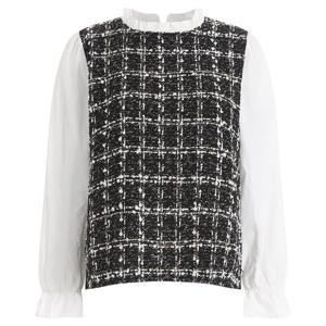 샵앤) 여성 정장 트위드 프릴 블라우스 CHO-WBL-12107-블랙