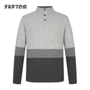 [팬텀] 남성 컬러 블럭 반버튼 니트