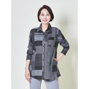 [마담엘레강스] 멀티 체크 기모 셔츠형 재킷 K243JK01