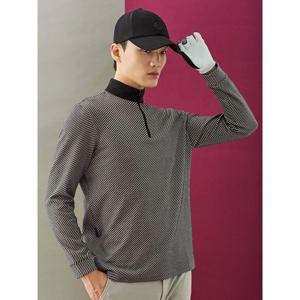 빈폴골프 남성 잔패턴 하이넥 반집업 티셔츠  블랙 BJ4X41B025