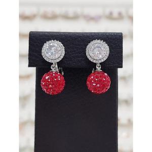 볼라레 세이브존01 로열 큐빅 루비 드롭 나사형 귀찌 spe1225