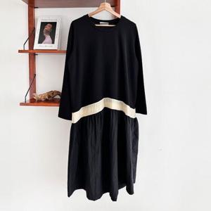 아이우먼 딜라잇배색주름롱원피스 BSS624M410 빅사이즈