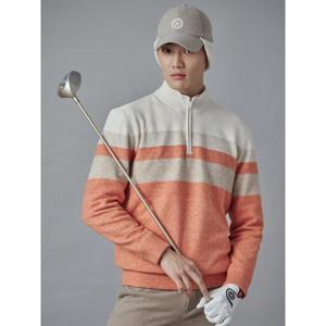 빈폴골프 [Premium] 남성 컬러블럭 방풍 반집업  오렌지 BJ4X51B088