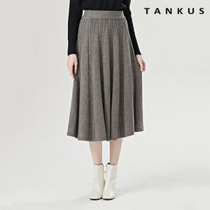 [탱커스]페미닌 꽈배기 플레어 밴딩 미디 스커트 (TV4SK005L0)