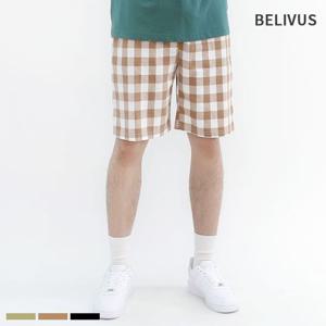 빌리버스 남자 반바지 BIP037 체크 여름 밴딩 숏 팬츠