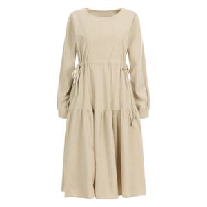 샵앤) 여성 골덴 허리 끈 캉캉 롱 원피스 EGG-WDR-20061-베이지