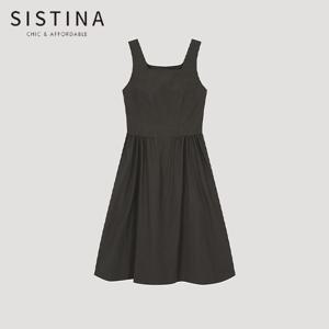 [SISTINA] 인기 셔링 스퀘어넥 슬리브리스 원피스_AWWOPO21210_DW