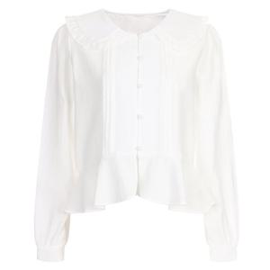 샵앤) 여성 프렌치 무드 피터팬 카라넥 로맨틱 셔링 블라우스 SOM-WBL-20335-화이트