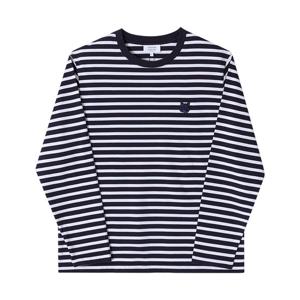 메종키츠네 OM00125KJ0044 S481 볼드 폭스 헤드 패치 스트라이프 마린 남성 긴팔티