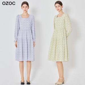 오조크 스퀘어넥 데이지 등리본포인트 원피스