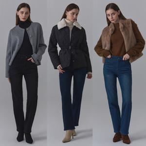 [뱅뱅]뱅뱅 24FW 여성 겨울 기모 본딩 라이크라 스트레이트 데님