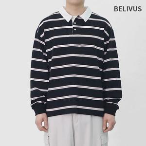 [빌리버스]빌리버스 남성 럭비 줄무늬 카라 긴팔 티셔츠 BXR050