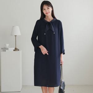 [드리다]드리다 봄 가을 빅사이즈 리본 원피스 40-50대 상견례