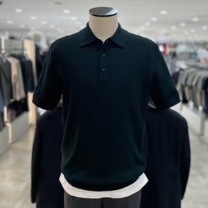 [지오지아]워셔블 비스코스 반팔 카라 니트_ABF2ET1902_DGN_DG