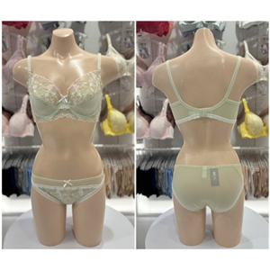 [비너스] (VBR1706D컵+VPT1806A) 장시간 착용해도 편안한 그린 가드닝 홑겹브라 힙 레이스팬티 세트