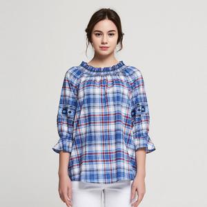 [올리비아로렌]체크 프린트 블라우스___VVPNLVM4131