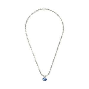구찌 인터로킹 G 불 체인 네클리스 실버 블루 에나멜 753438-J8410-8136