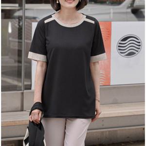 [쉬즈마담]T56843 트위드배색 쿨 블라우스롱티 60대 엄마옷