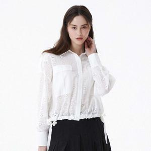 샵앤) 여성 펀칭 카라 밑단 스트링 레이어드 긴팔 블라우스 CL-WBL0377