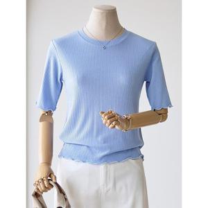 [커스텀에이블]밑단 날라리 골지 반팔티셔츠_T2505TS037B