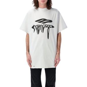 발렌시아가 화이트 오버사이즈 그래픽 티셔츠 787349TRVS8 9081