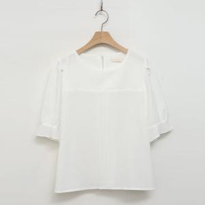 샵앤) 국산 여성 라운드넥 케이트 핀턱 퍼프소매 반팔 블라우스 REI-WBL-4458-아이보리