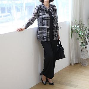 [쉬즈마담]J31689 카로스 줄망사 롤업소매 자켓 50대 엄마옷