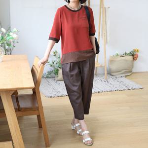 [쉬즈마담]T57346 포켓 나염스티치 블라우스 60대 엄마옷