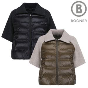 [보그너골프]양말증정여성 소매카라 니트 배색 다운 반팔 점퍼 01-244-206-01