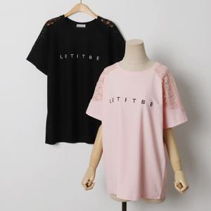 나야홍 / 빅사이즈 506 레잇비레이스반팔티셔츠 DOLI975