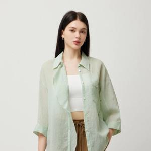 [시슬리]안젤라 스트라이프 러플 단작 셔츠(SAWS49531)