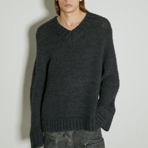 25 FW 게스 USA 드롭 숄더 리브 브이넥 니트 스웨터 블랙 M3BR00Z38F0 A907